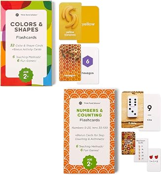 Think Tank Scholar 36 Colors & Shapes + 36 Numbers & Counting Flash Cards for Toddlers, Ages 3+, Preschool, Number 0-20, Tens 30-100