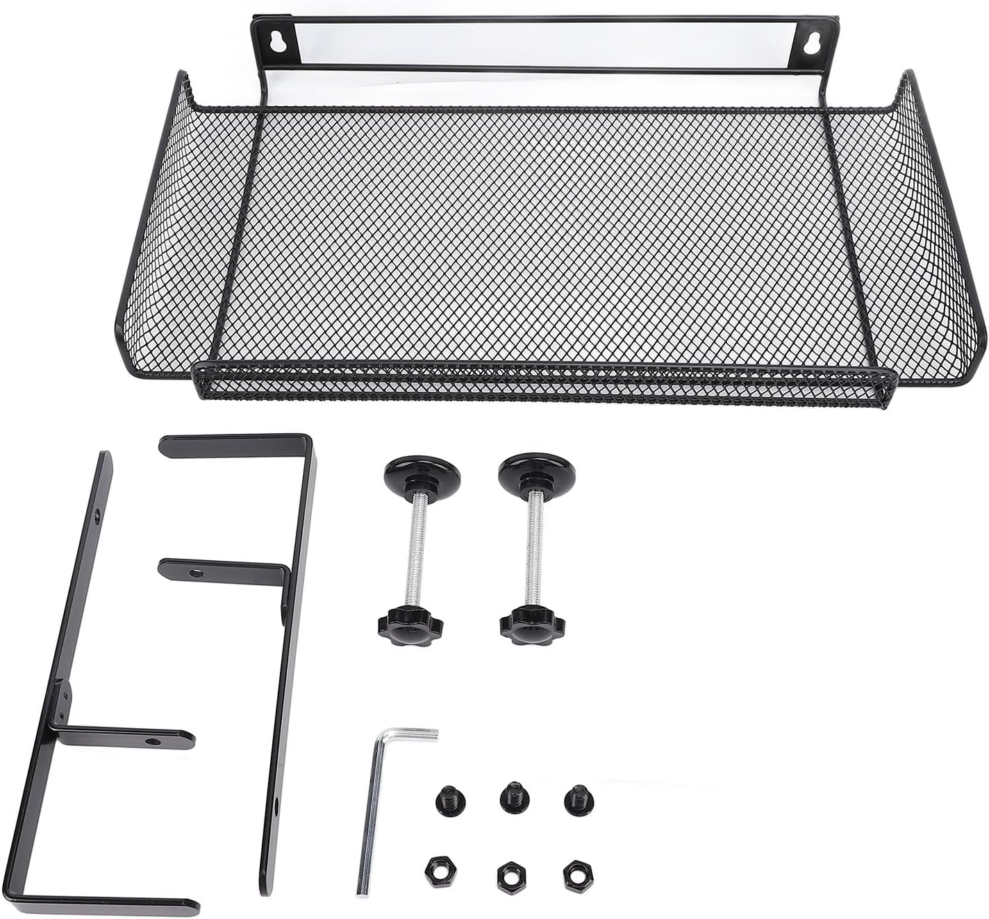 AUNMAS Under Desk Organizer, Carbon Steel PP Space Saving No Drill Under Desk Drawer Organizer, Mesh Metal Under Desk Storage Drawer Container for Home School Office (Black)