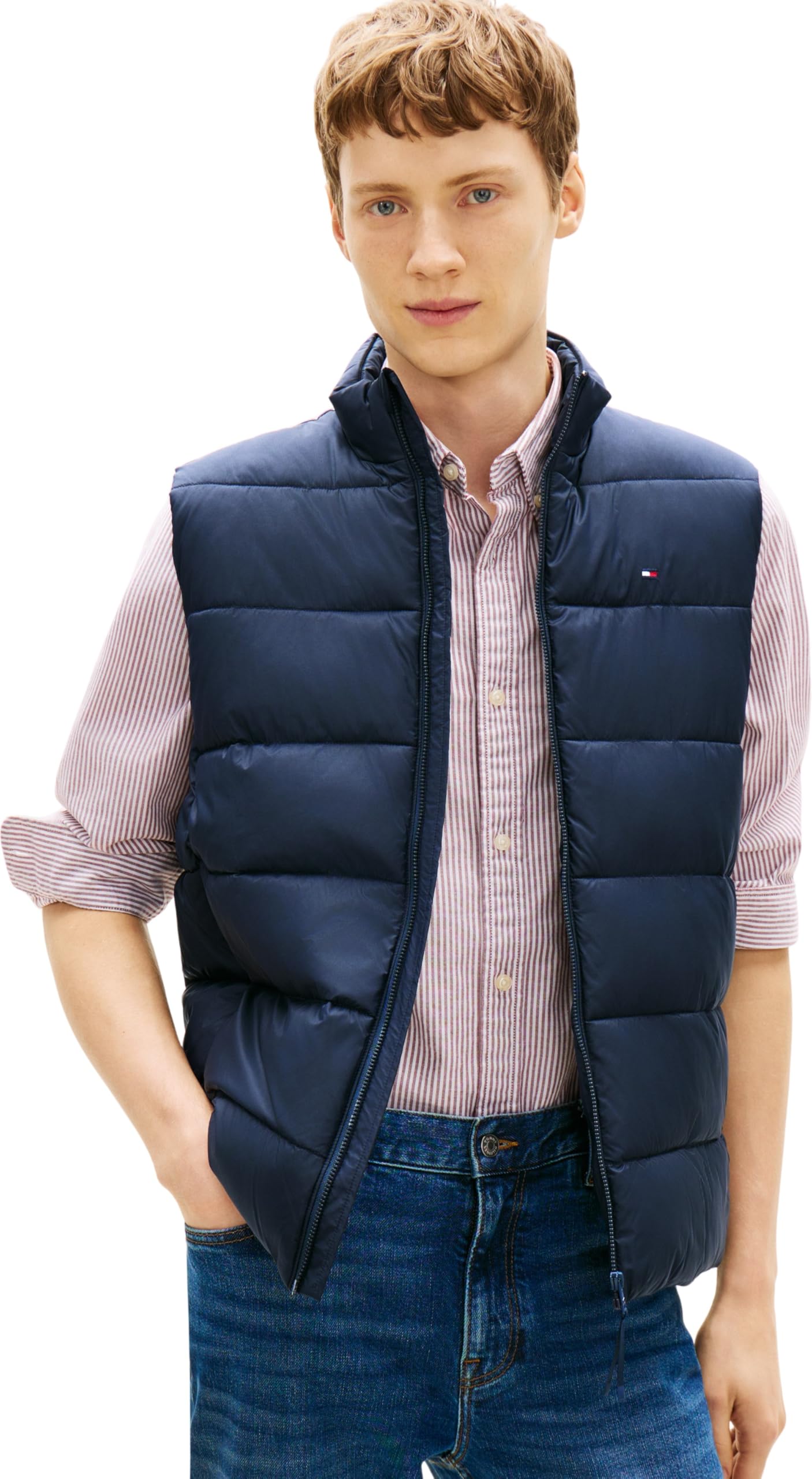 Tommy Hilfiger Men’s Down Gilet with Stand Collar, Blue (Desert Sky), XL