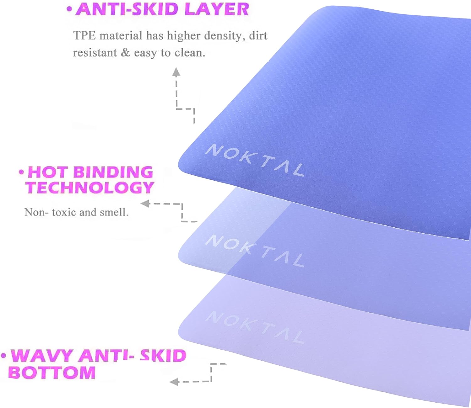 NOKTAL - Pilates Yoga Mat - ECO Friendly - High Density 6MM EXTRA THICK Yoga Mat - Non Slip - Workout Mat for Yoga, Pilates,Meditation and Floor Exercises