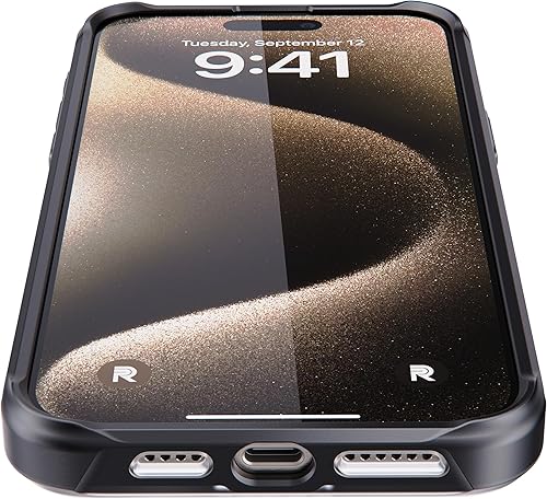 Miniatura 3 de REBEL Funda transparente para iPhone 15 Pro Max Serie esmerilada Gen-5 fuerte compatible con MagSafe, lados de agarre, textura mate translúcida,