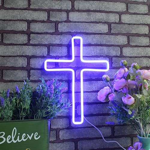 Vista 4 de ADVPRO Cruz Jesús Decoración Para El Hogar Flex Silicona LED Neon Sign - Azul - st16s33-fnu0059-b