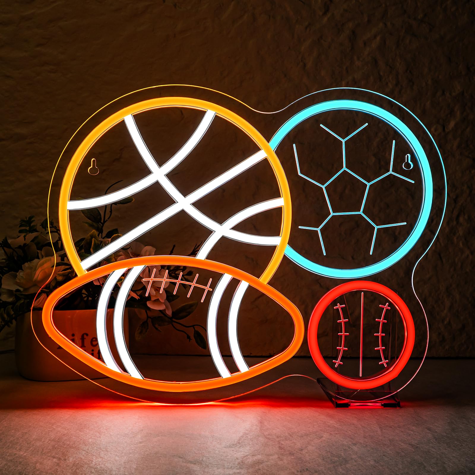 NOSUN 4 Ball Sport Combination Neon Sign for Boy's Bedroom Man