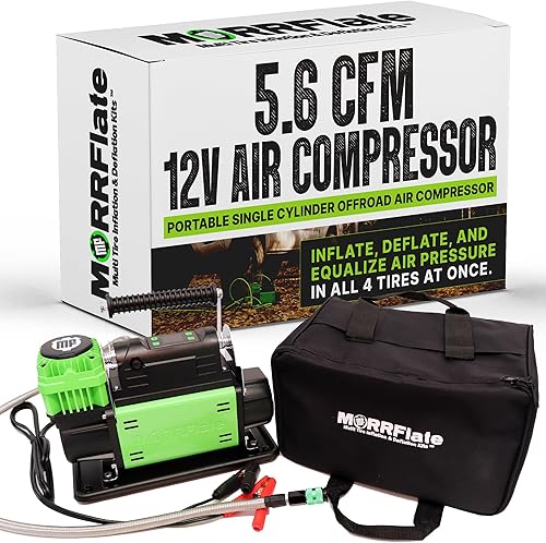 MORRFlate Compresor de aire FiveSix PSI Pro con modo de apagado automático | Compresor de aire portátil de un solo cilindro 5.6 CFM 12V Offroad con