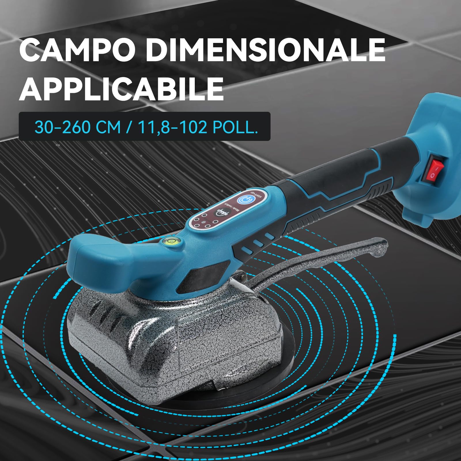 Vibratore professionale per piastrelle per sistema Makita da 18 V – 100 kg di forza adesiva, 13 cm di velocità, ideale per ceramica, pietra naturale e vetro (30 – 260 cm) – batteria non inclusa