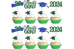 Congrats Grad 2024 Cupcake Toppers Glitter 2024
