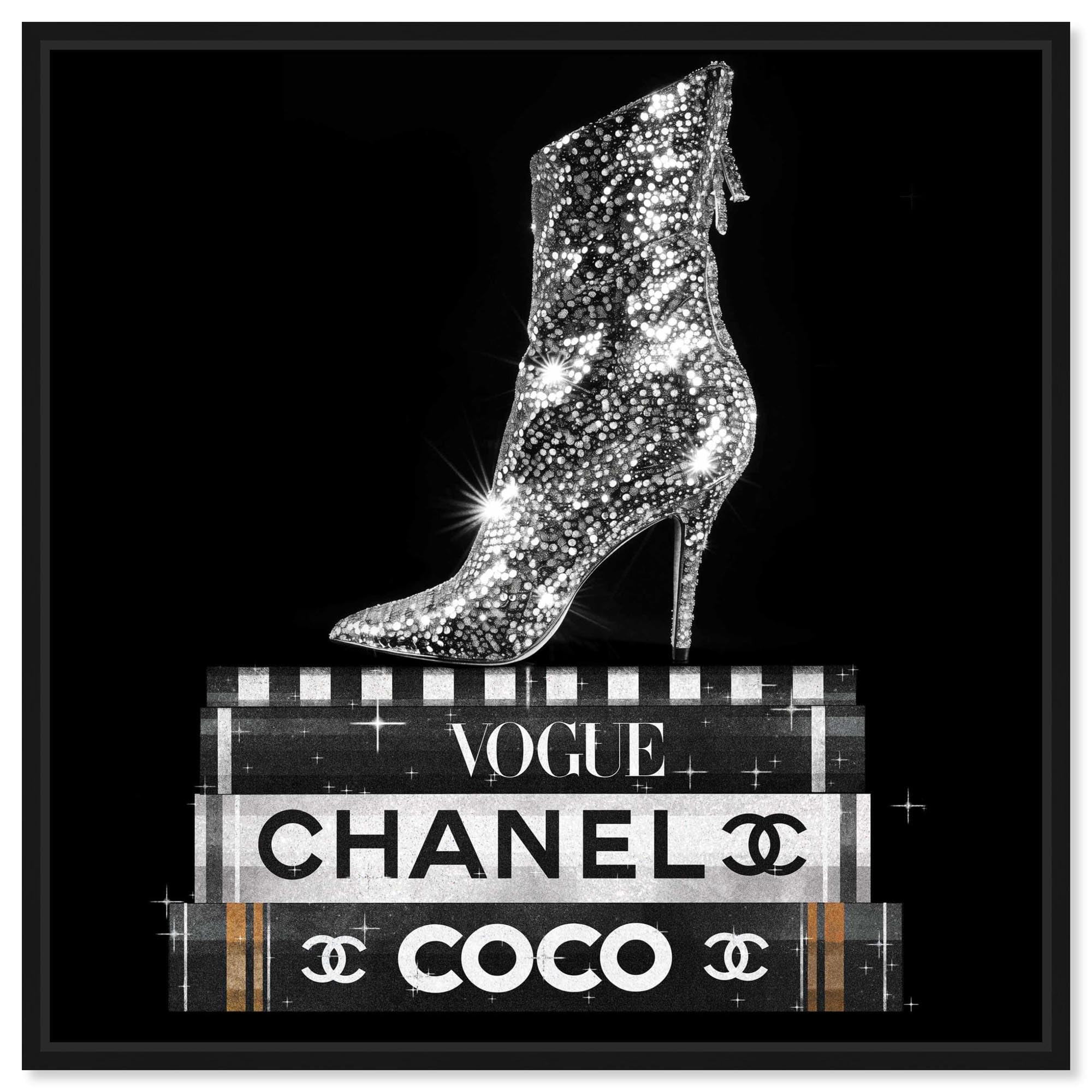 Impression sur toile Cosmic Heel Boot Art Remedy tableau déco livres cadre noir