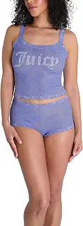 Juicy Couture レディース レースキャミ&ショーツ2点セット ラインストーン付きセクシーシアーランジェリーセット