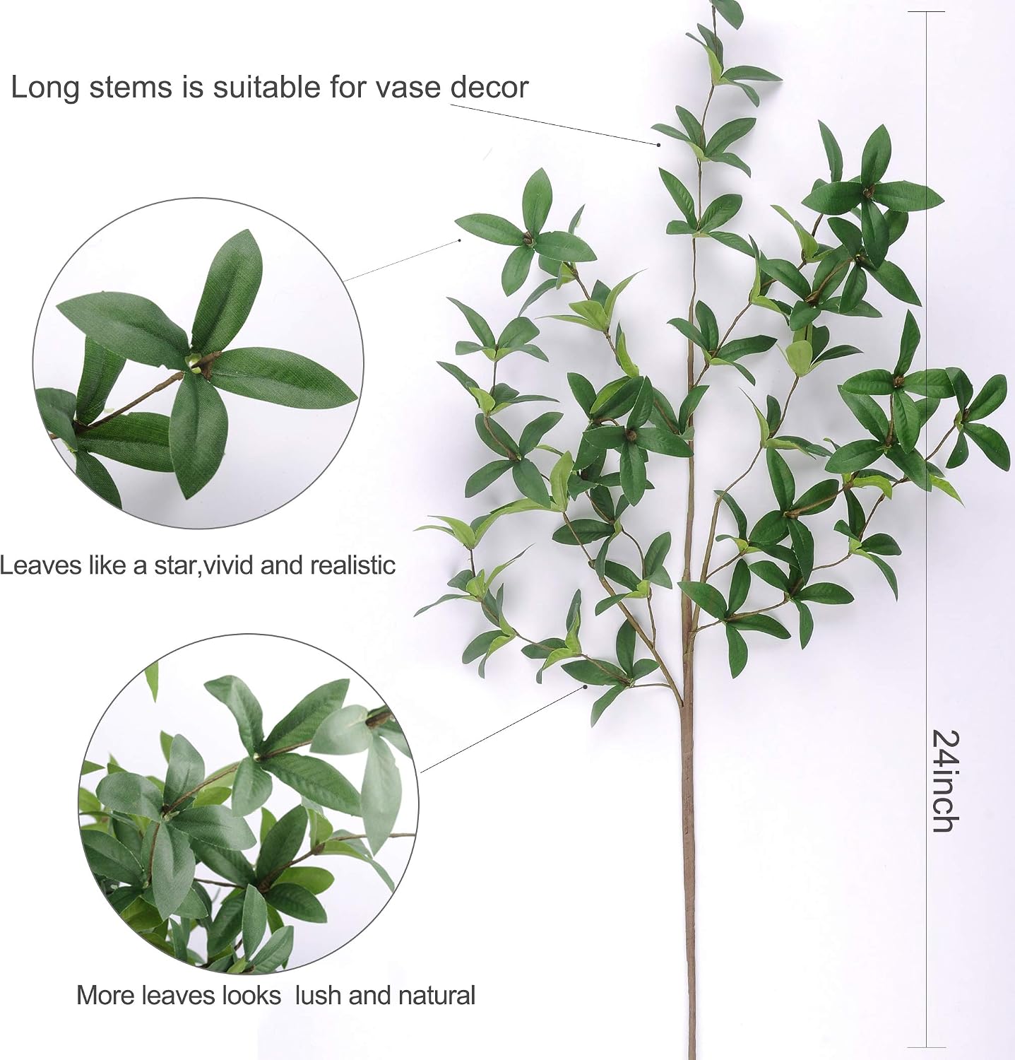 Miracliy 6pcs Artificial Eucalyptus Leaves Stems Faux Greenery Branches for Vase Home Wedding Decor