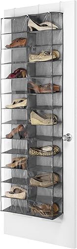 Miniatura 4 de Whitmor Estantes para zapatos sobre la puerta  26 secciones  Estantes de zapatos para colocar sobre la puerta de color gris
