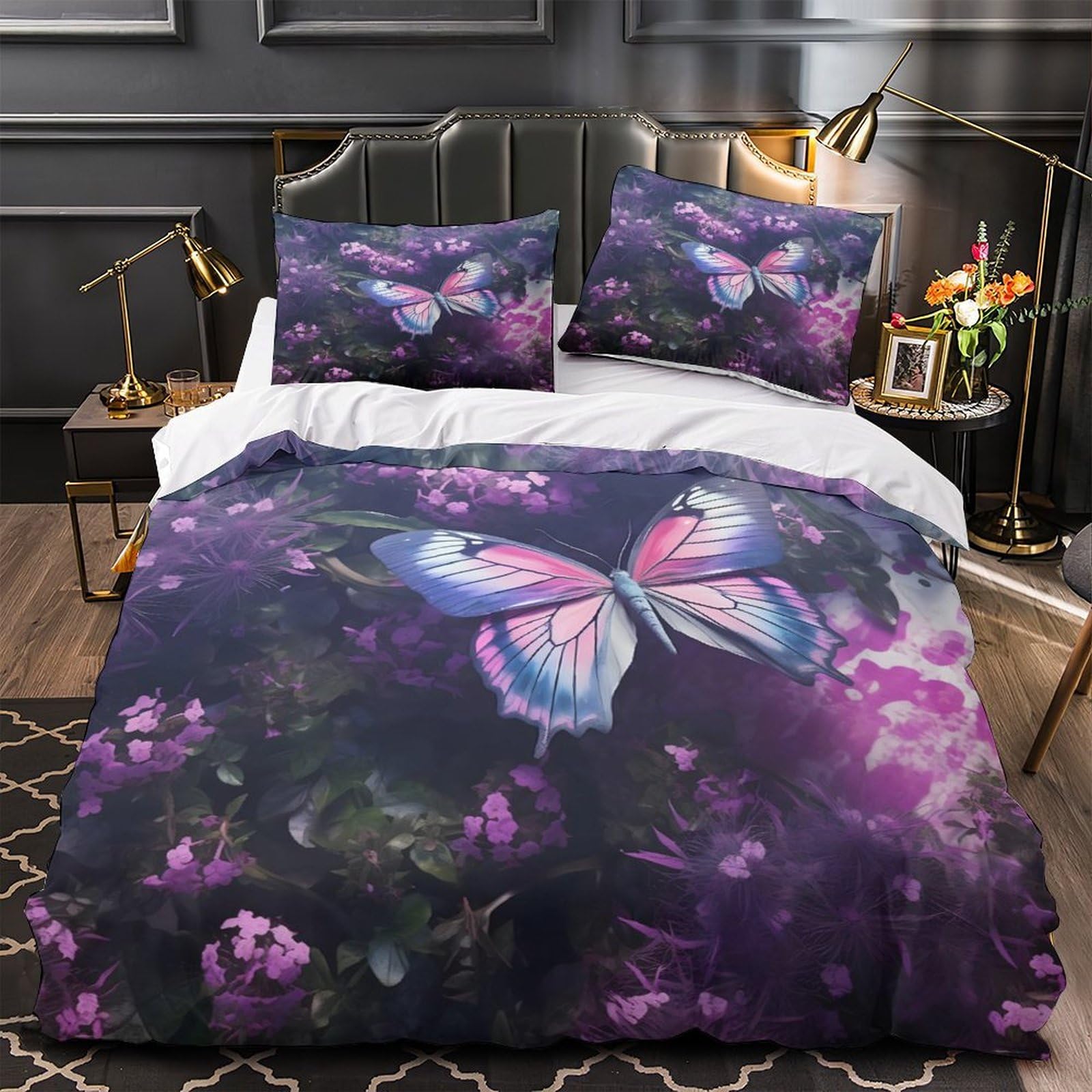 Parure de lit 200x200 imprimée 3D avec housse de couette zippée