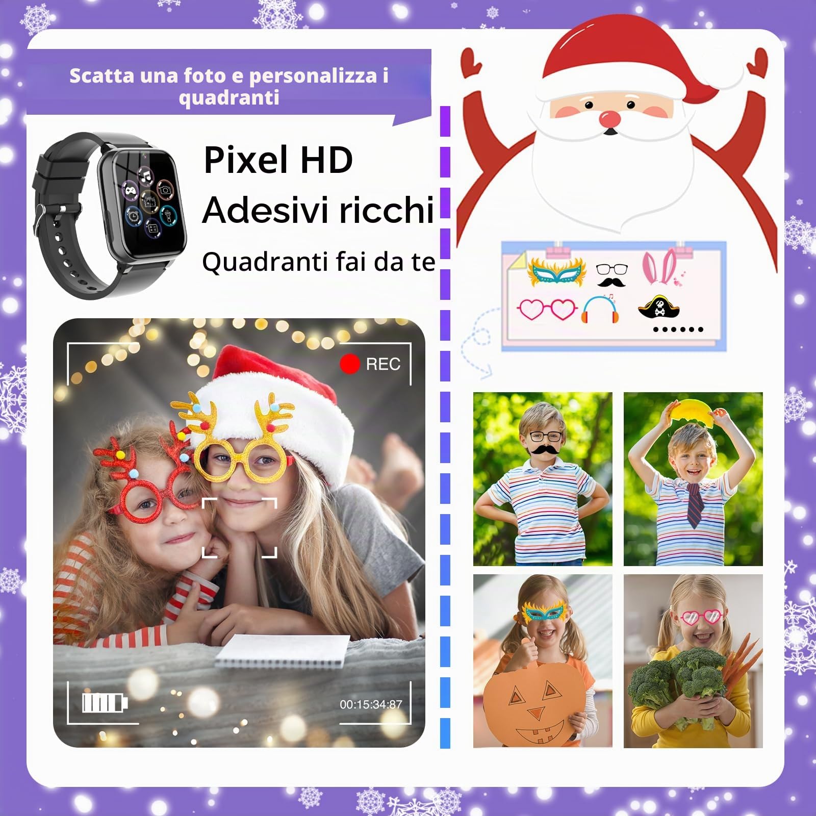 Orologio Smartwatch Bambini 26 Giochi, Sveglia, Schede Didattiche, Storie Audio, Contapassi Calorie, Fotocamera, Musicale, Torcia, Regalo Bambini per Ragazza e Ragazzo