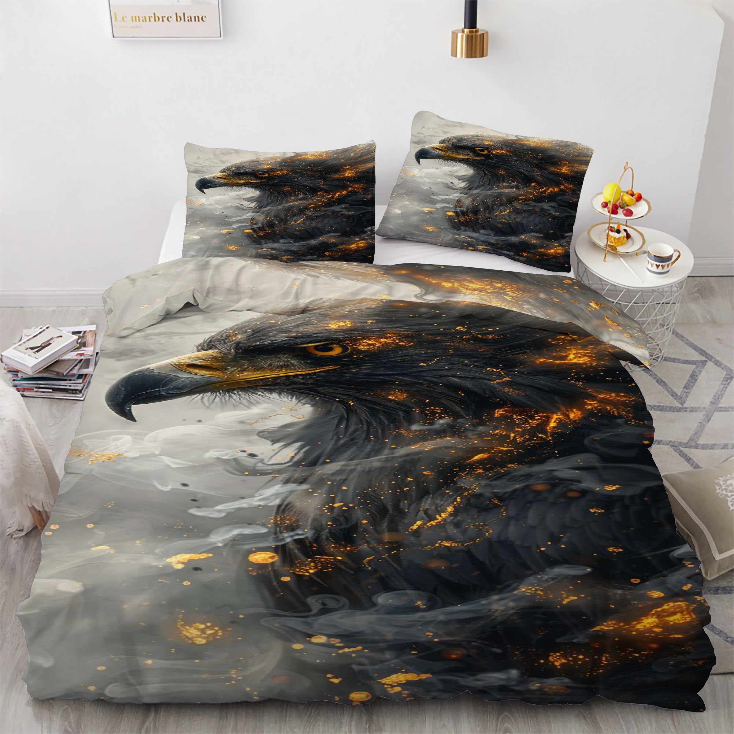 Housse de couette 200x200 aigle anti-glissement grâce à sa fermeture éclair pratique