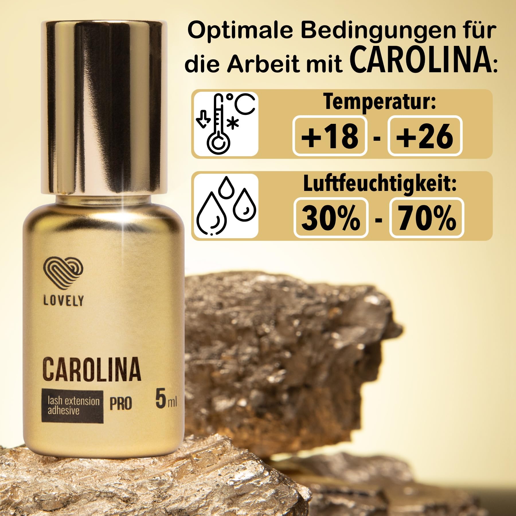 LOVELY Wimpernkleber CAROLINA - schneller Kleber Trocknungszeit 0,5 Sek. bis zu 8 Wochen Halt, Hypoallergen - Wimpernkleber für Wimpernverlängerung geeignet für Studios & Fremdanwendung - 5ml Schwarz
