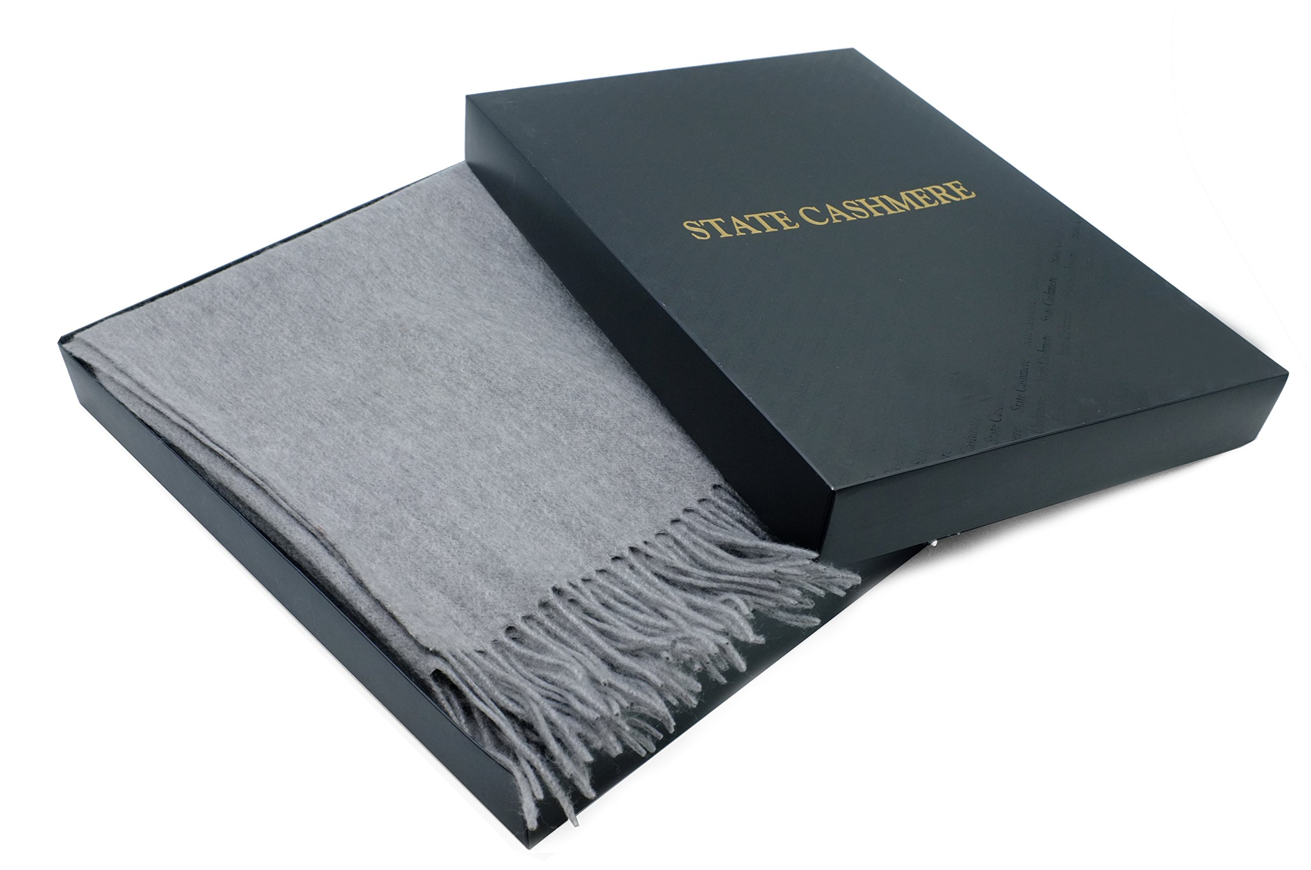 100% Pure Cashmere Throw Blanket with Fringes Ultimately Soft and Warm (Heather Grey, One Size)
