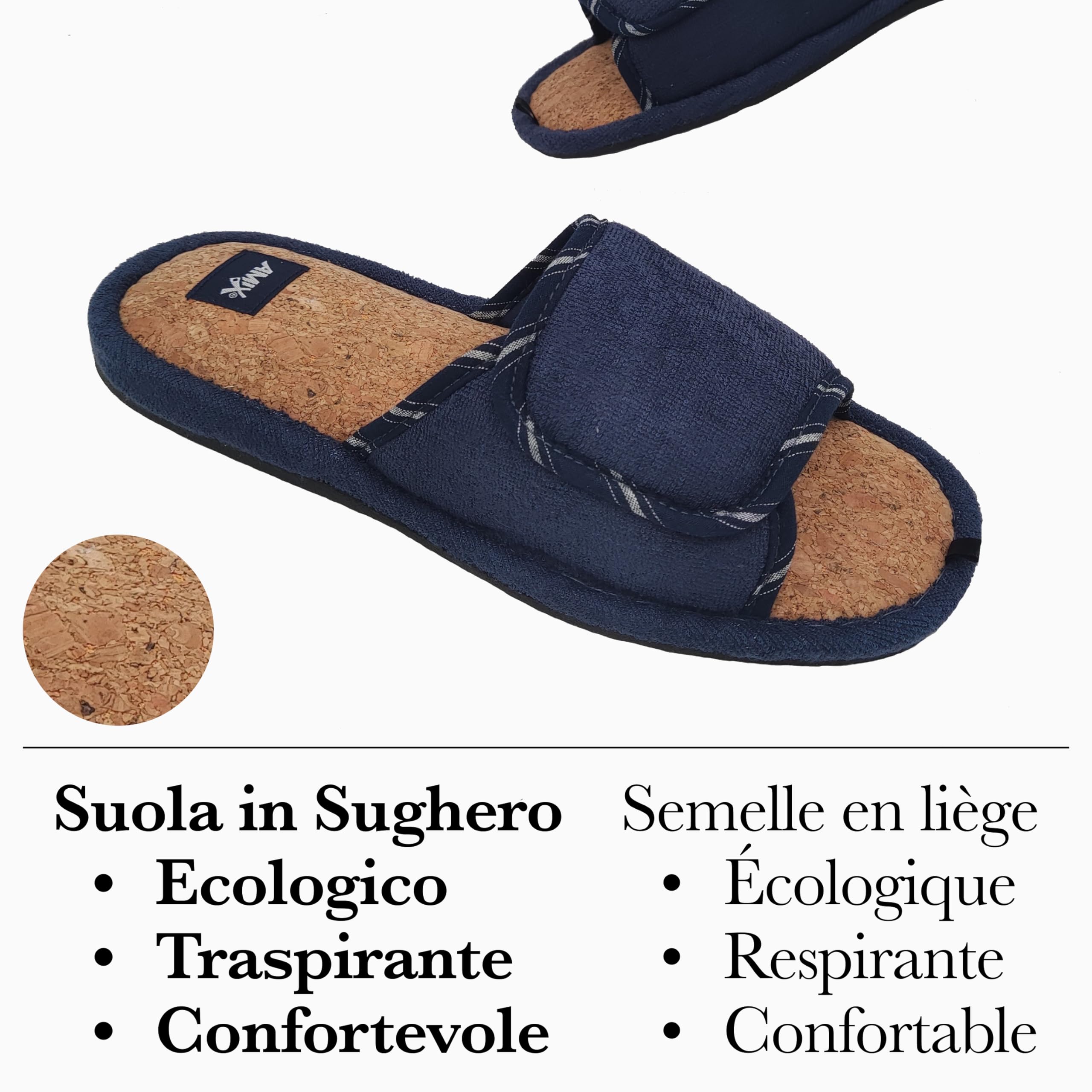Amix Corcho Ciabatte in Sughero Uomo per Primavera Estate, Extra-Light e Antiscivolo, per Casa e Giardino