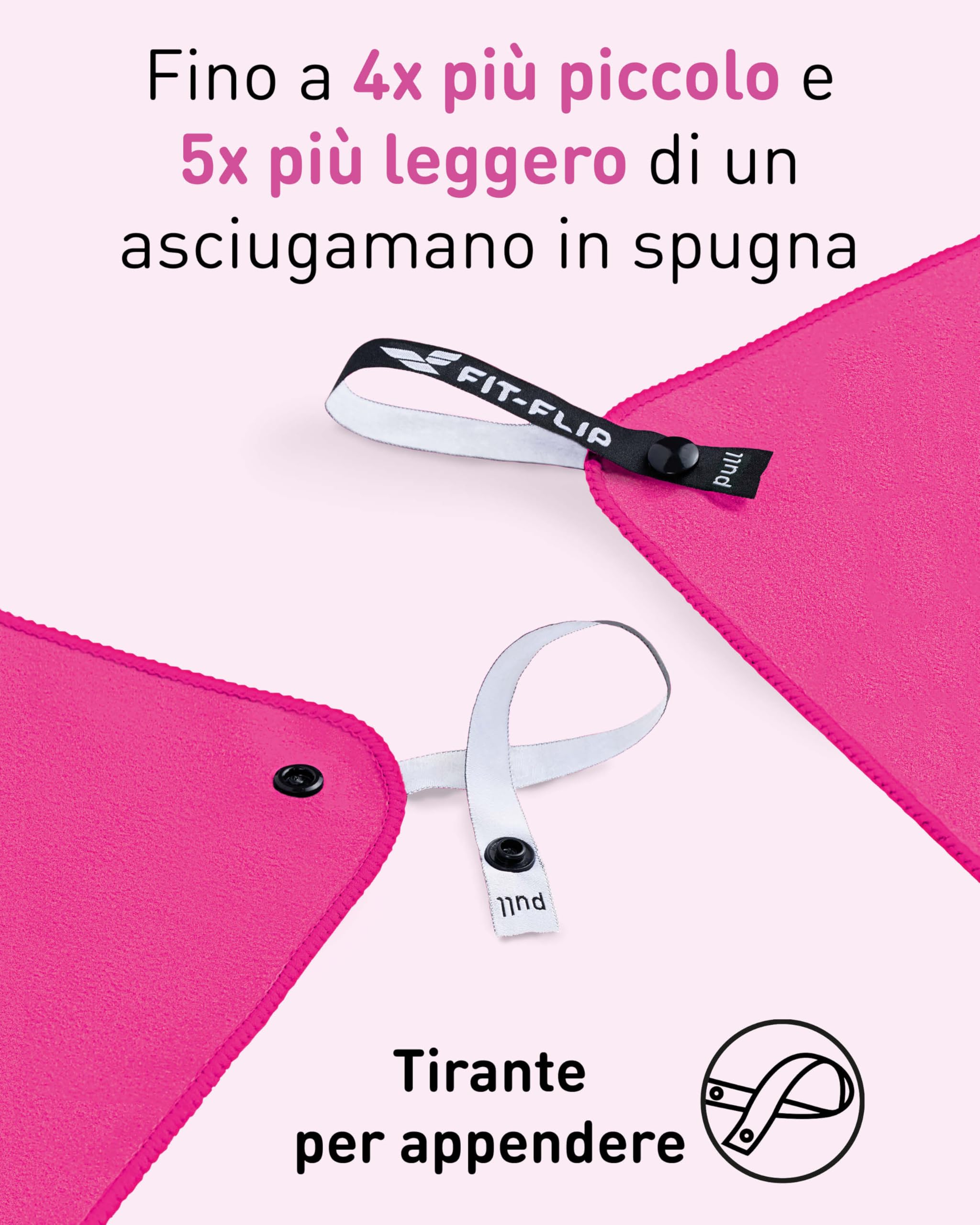 Fit-Flip Asciugamano microfibra - asciugamano palestra compatto e ultraleggero - asciugamani microfibra - il perfetto telo mare microfibra grande - ottimale per viaggio, sport e palestra