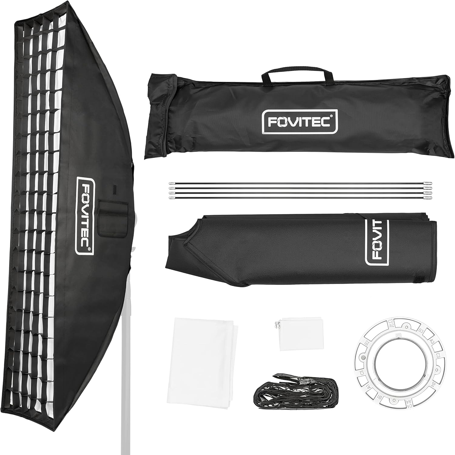 Lіmіtеd Dіѕсоunt Fovitec 14"x62" (35.5cm * 172.7cm) Honeycomb Grid Softbox with Bowens Mount S-Type Speedring Compatible for Speedlite Studio Flash Monolight, Portrait and Product Photography, Carrying Bag Included