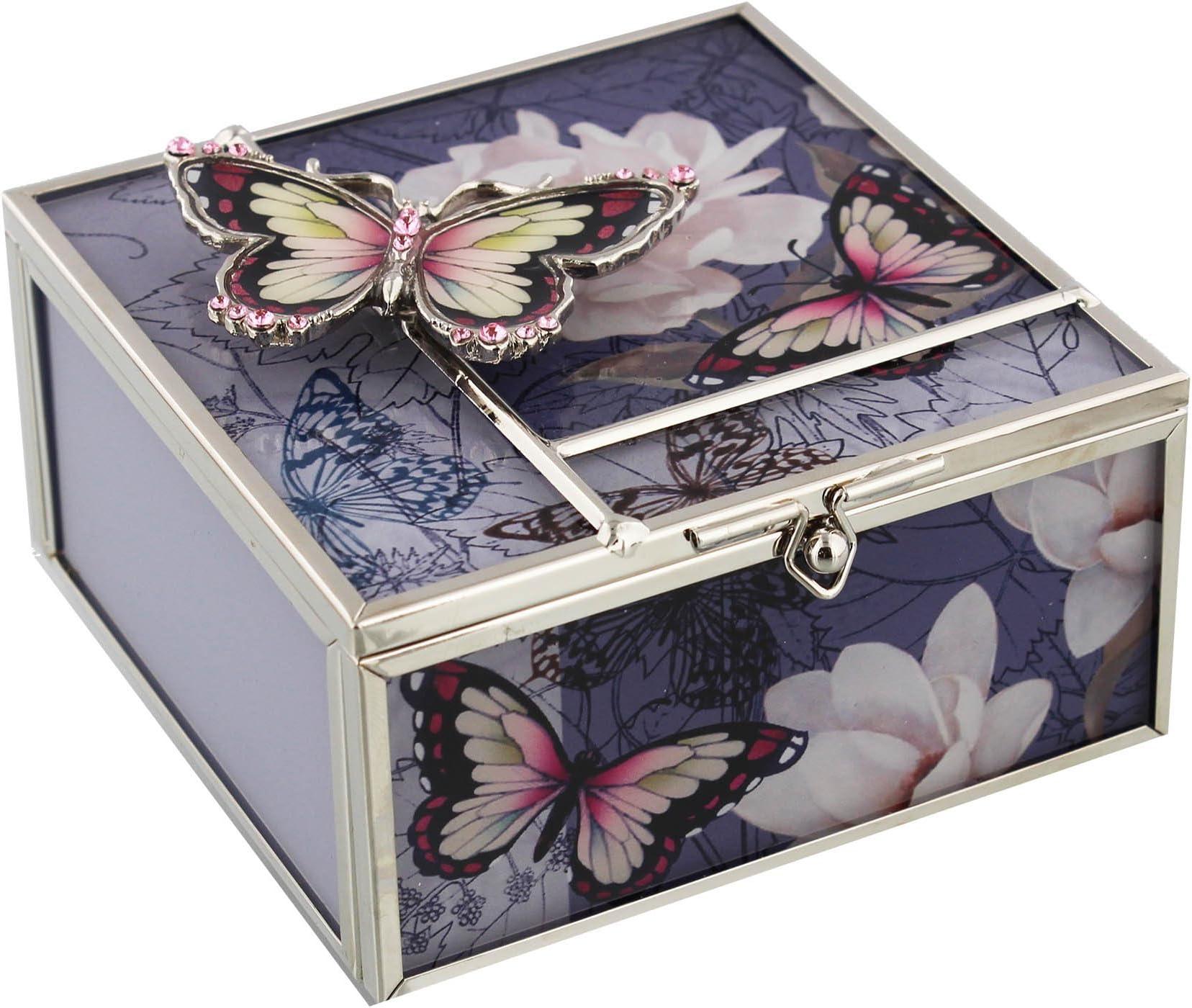 Beautiful Glass Butterfly Jewellery Box