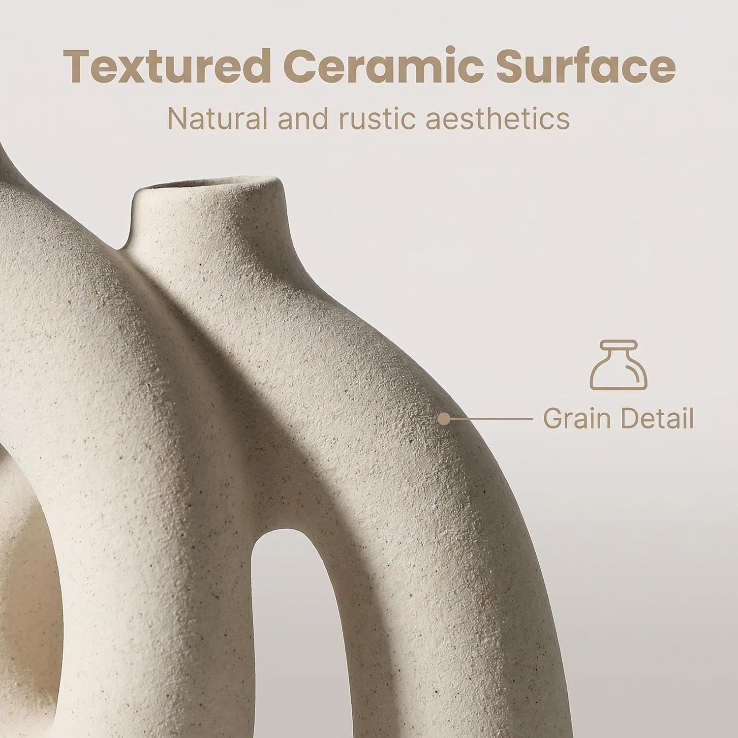 CEMABT Modern Nordic Boho Vase Set - Elegant Beige Matte Ceramic Home Decor for Living Room, Bookshelf, Mantel, Entryway Table & Console Décor | Shelf Decorations Easter Gift