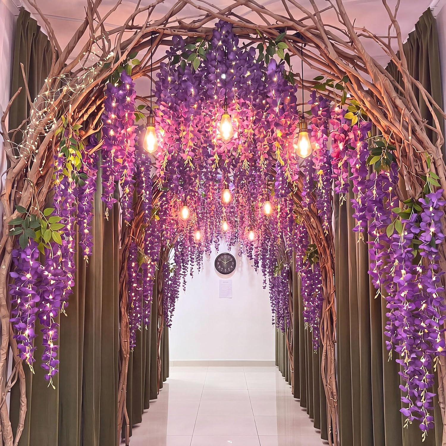 Yinder 61 Pcs 3D Wisteria Tree for Classroom Room Purple Artificial Wisteria Blossom Vines with Kraft Paper Tape for 2026 Vbs Bcak to School Classroom Home Wedding Summer Party Decor