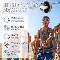 Vista 3 de Honoson Pelota de voleibol suave impermeable de tamaño 5 con bomba para niños, jóvenes y adultos, para interiores y exteriores, playa, gimnasio