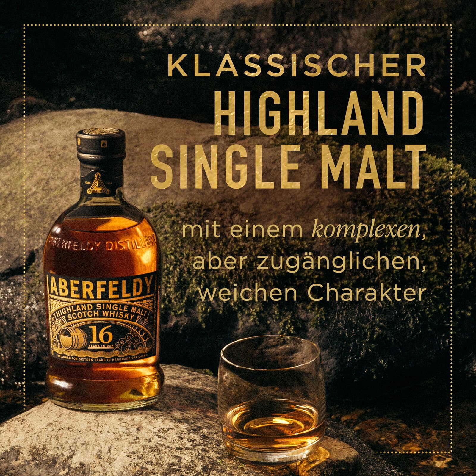 Aberfeldy 16 Jahre Single Malt Scotch Whisky, 40 Vol.-%, 70 cl/700 ml, Premium-Whisky, in Oloroso-Sherry-Fässern (1. Fill) gereift