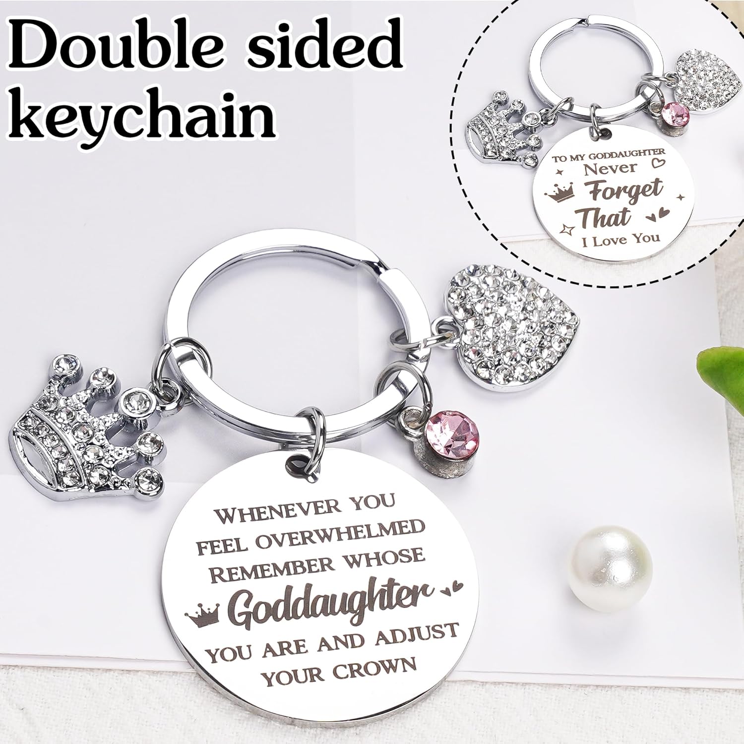 Goddaughter Keychain Gifts from Godmother - Ideas Birthday Graduation Present for Girls from Godfather, Inspirational Jewelry for Kids Teen Adults Never Forget That I Love You - Image 6