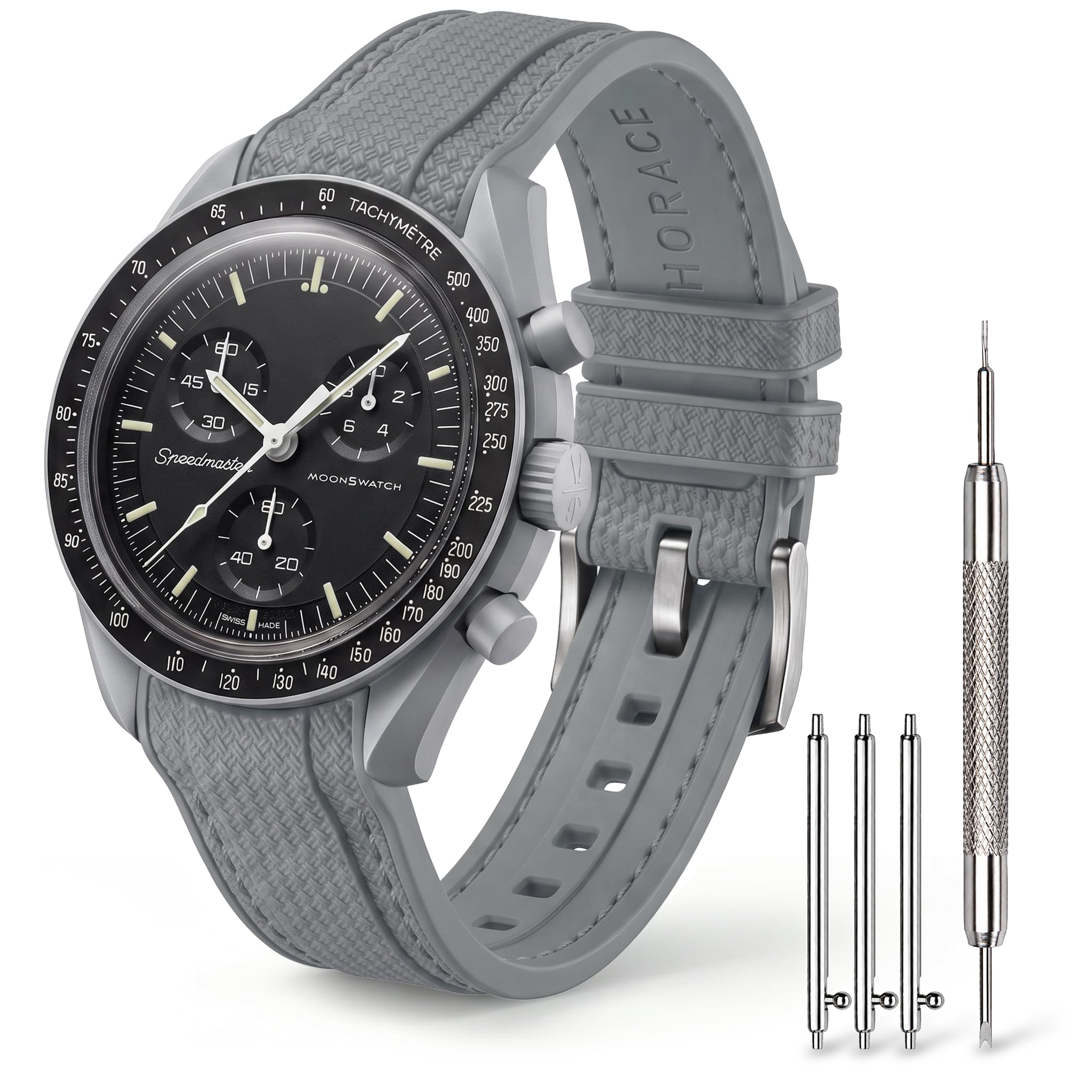 HORACE Pasek do szybkiej wymiany uniwersalny 20 mm – silikon premium strukturalny ze szwami – kompatybilny z Omega x Swatch MoonSwatch