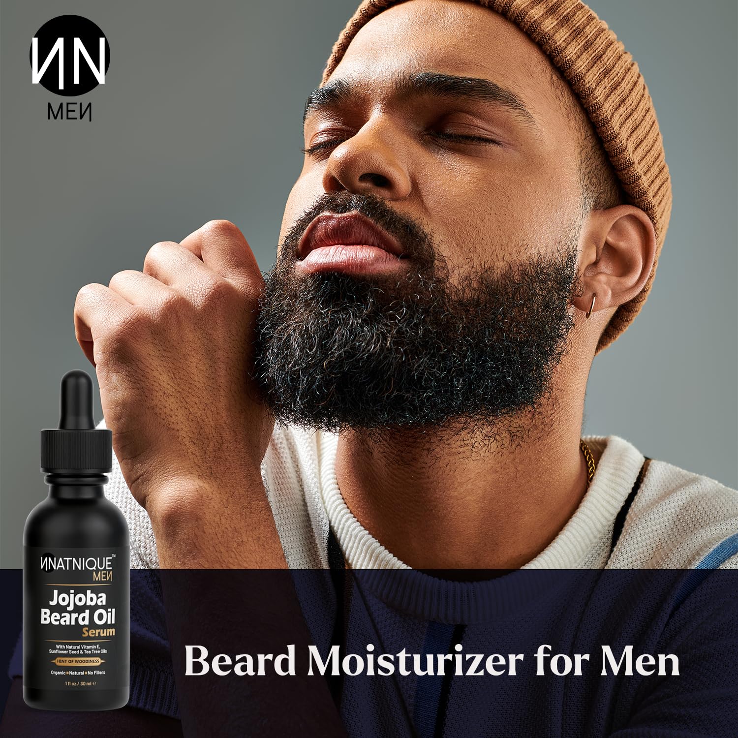 Natnique Jojoba Beard Oil for Men with Vitamin E & Tea Tree – Organic Conditioner & Growth Oil – Moisturizer for Facial Hair, Mustache & Dry Skin – Softener for Itch, Dandruff & Grooming Care – 1 oz - Image 7
