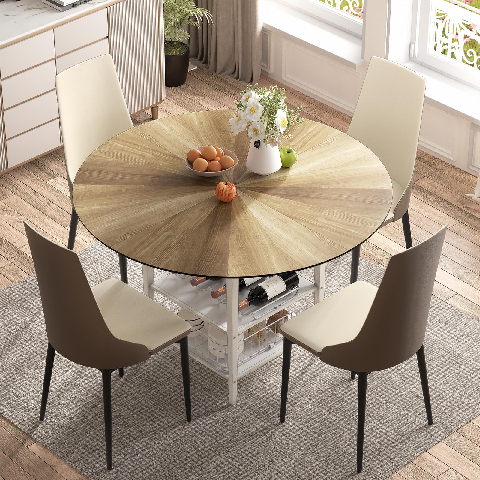 Amazon.com - VFK 47 Inch Round Dining Table Set for 4-6 People