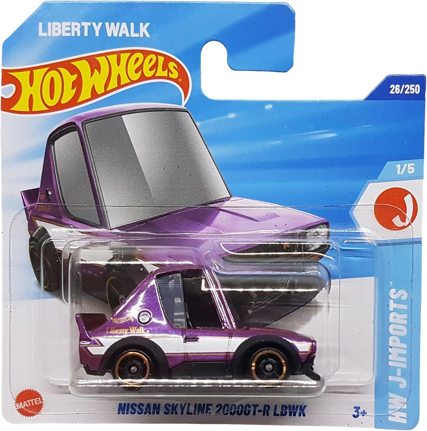 Hot Wheels - Nissan Skyline 2000GT-R LBWK - HW J-Imports 1/5 - HYW79 - Short Card - Liberty Walk - Purple Metallic - Mattel 2025-1:64