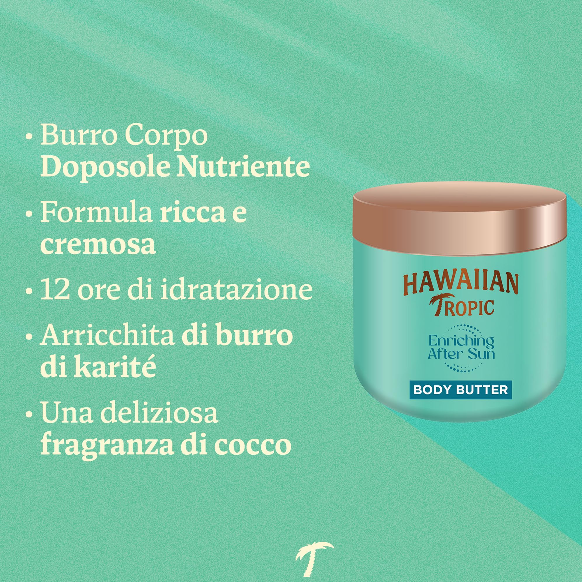 Hawaiian Tropic | Enriching Body Butter Doposole - 250 ml, 12 di Idratazione, con Burro di Karité, Profumo di Cocco, Vegano
