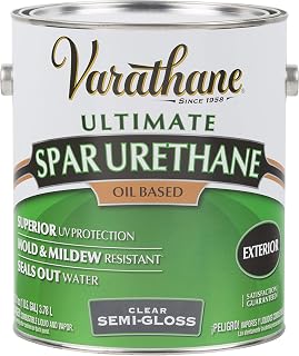 Rust-OLEUM 242185 Varathane Gallon Clear Semi-Gloss Exterior Premium Spar Urethane