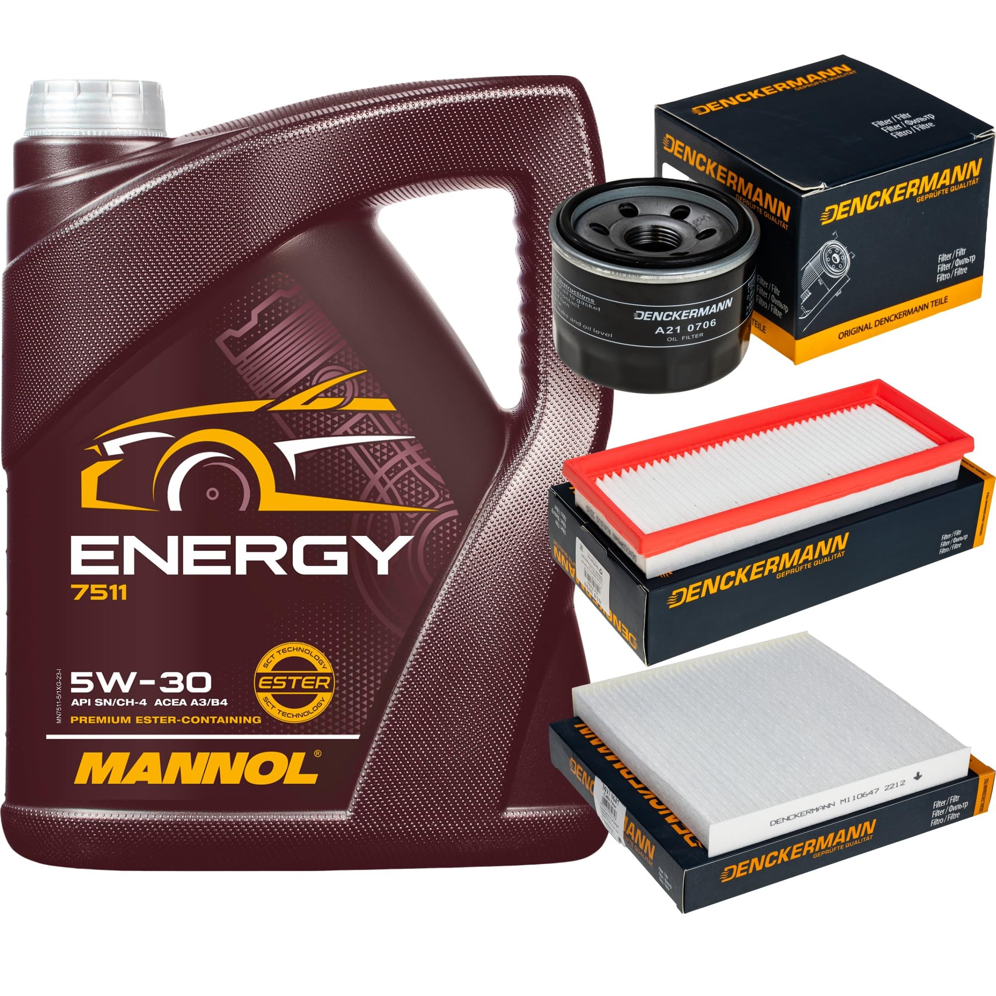 Inspektionspaket Wartungspaket Filterset mit Energy 5W-30 5L, Ölfilter, Innenraumfilter, Luftfilter