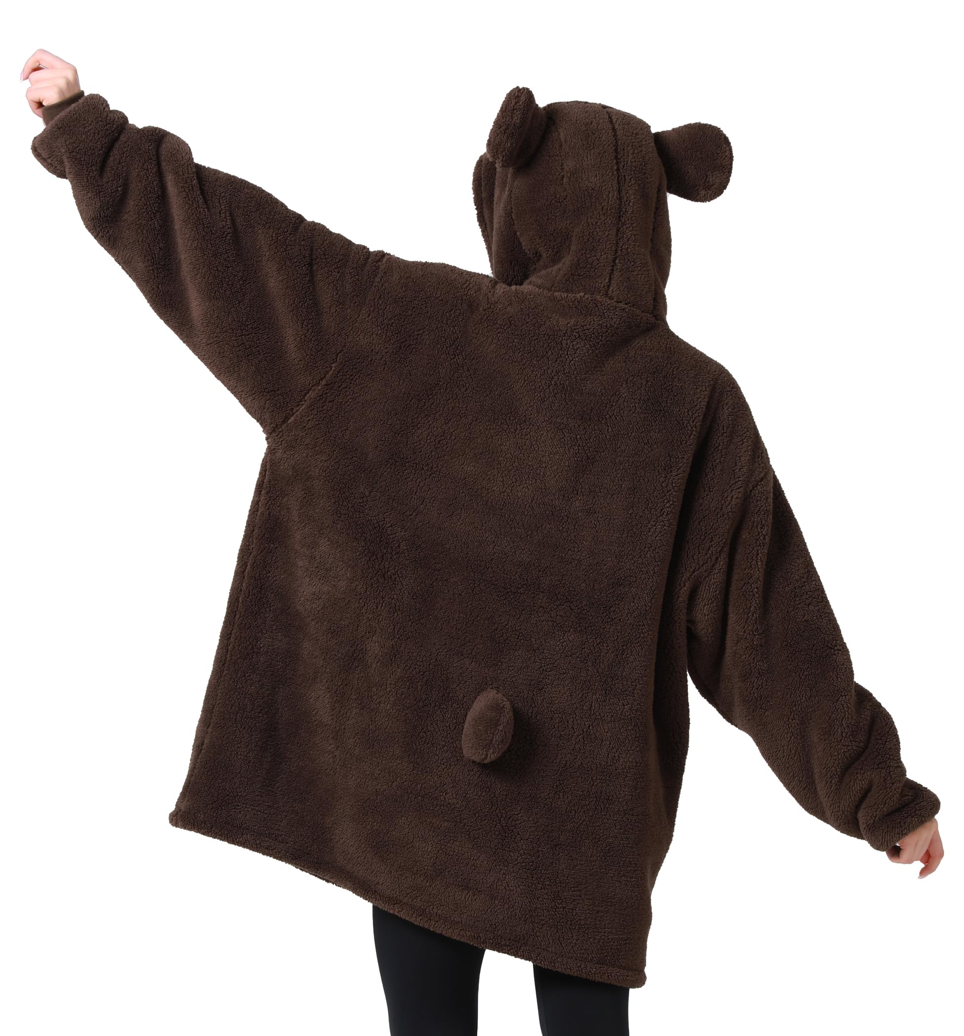 dressfan Bär Kostüm Hoodie Karneval Halloween Kostüm,Mikrofaser & Sherpa Decke Hoodie für Damen Herren