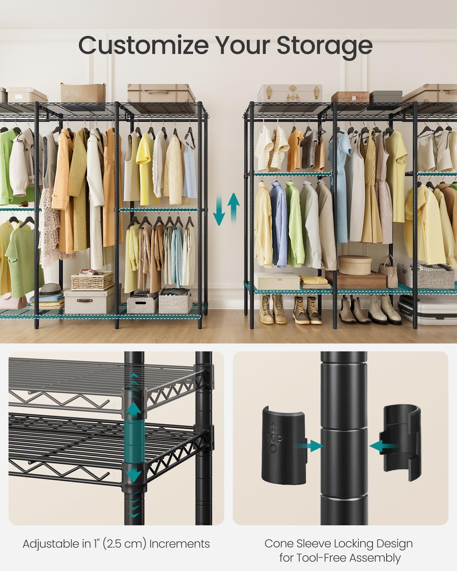 Amazon.com: SONGMICS Clothing Rack, Heavy-Duty Garment Rack with
