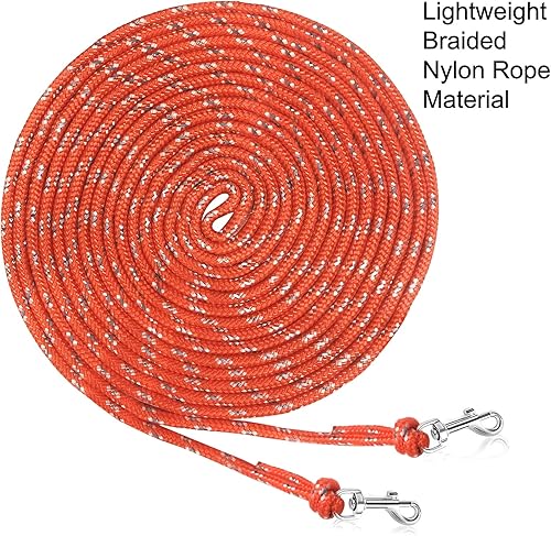 Miniatura 10 de Rypet Correa larga reflectante para gatos, correa larga de 50 pies, a prueba de escapes, correa larga duradera, segura, personalizada, extensora,