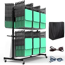 Folding Chair Rack, Folding Chair Cart w/ 360 Swivel Wheels | Heavy-Duty 1000 LBS Capacity Holds 12 Tables or 84 Chairs, 72"L x 33"W x 74"H