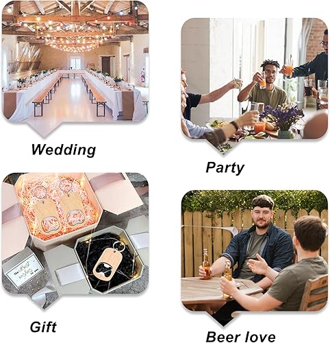 Miniatura 4 de 10 llaveros de madera en blanco, abridor de botellas de madera, grabado láser a granel, llavero de madera sin terminar, llavero para recuerdos de