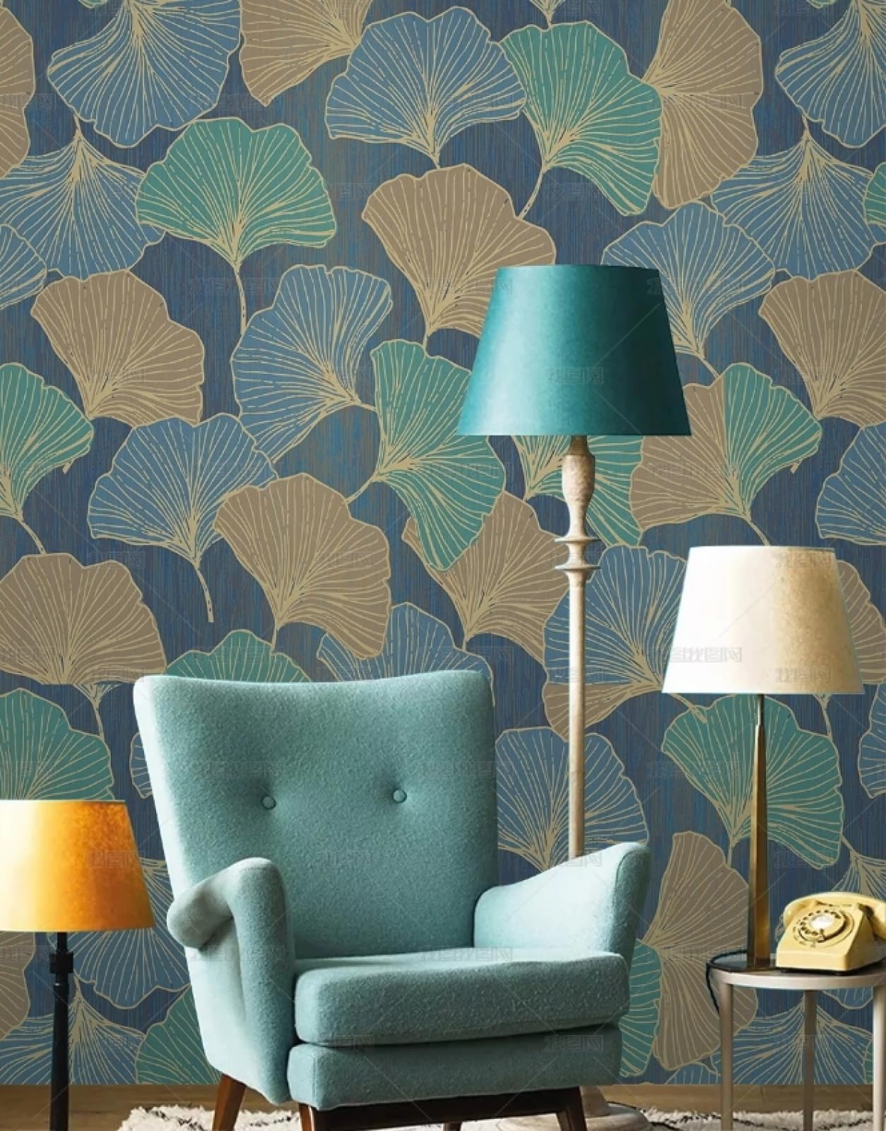 Papier peint autocollant ginkgo 45x600cm pour meuble et mur