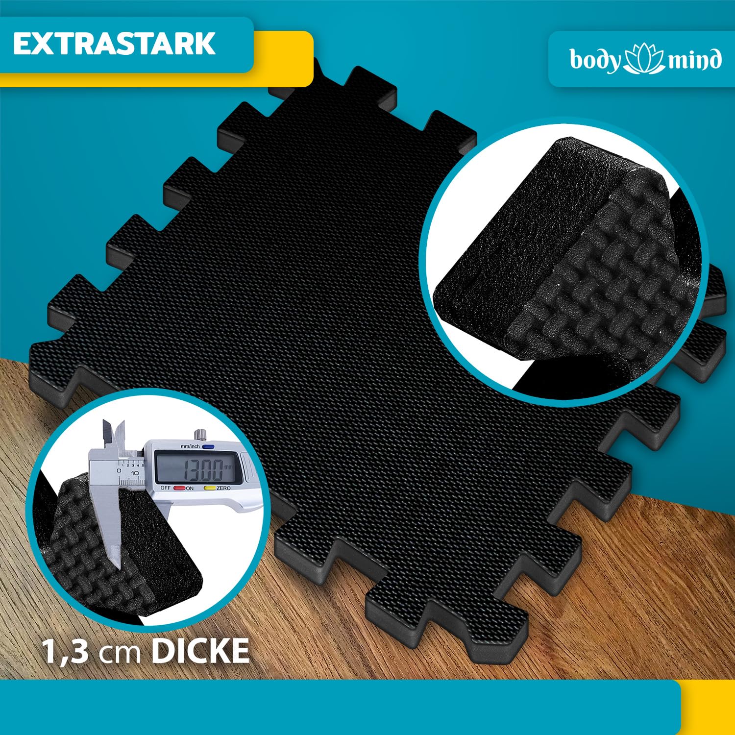 Boden-Schutzmatten XXL Set; Fitnessmatte Bodenschutz Puzzle-Matte; Unterlegmatte für Fitnessgeräte Turnmatte Trainingsmatte Sport-Matte & Fitnessraum Keller Garage Fast 2 m²