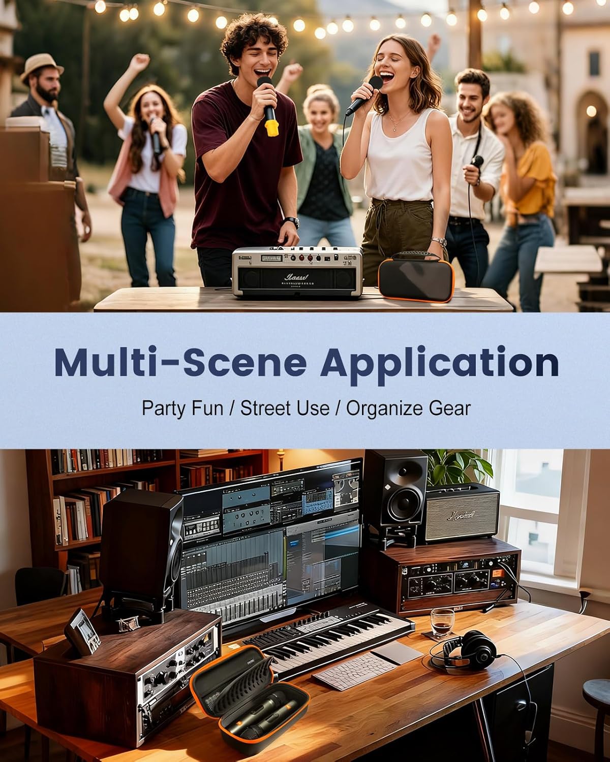 Hard Shell Microphone Case for JBL Wireless Two Mic System & PartyBox Wireless Mic, Carrying Travel Mics Storage Bag with 2 Microphone Cover and 2 Silicone Bases for Karaoke Stage Parties - Image 7