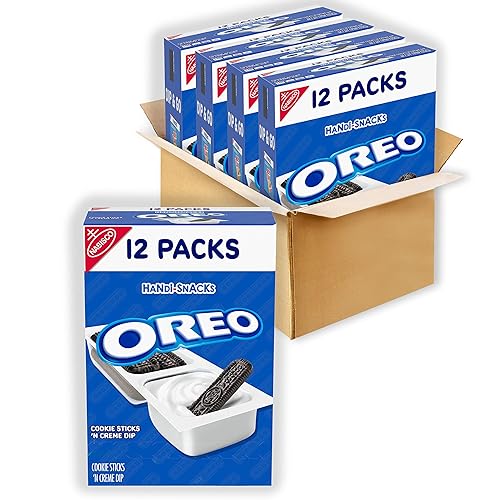 Handi-Snacks OREO - Paquetes de bocadillos para salsa de galletas y crema con 4 cajas de 12 paquetes de aperitivos (48 paquetes en total)