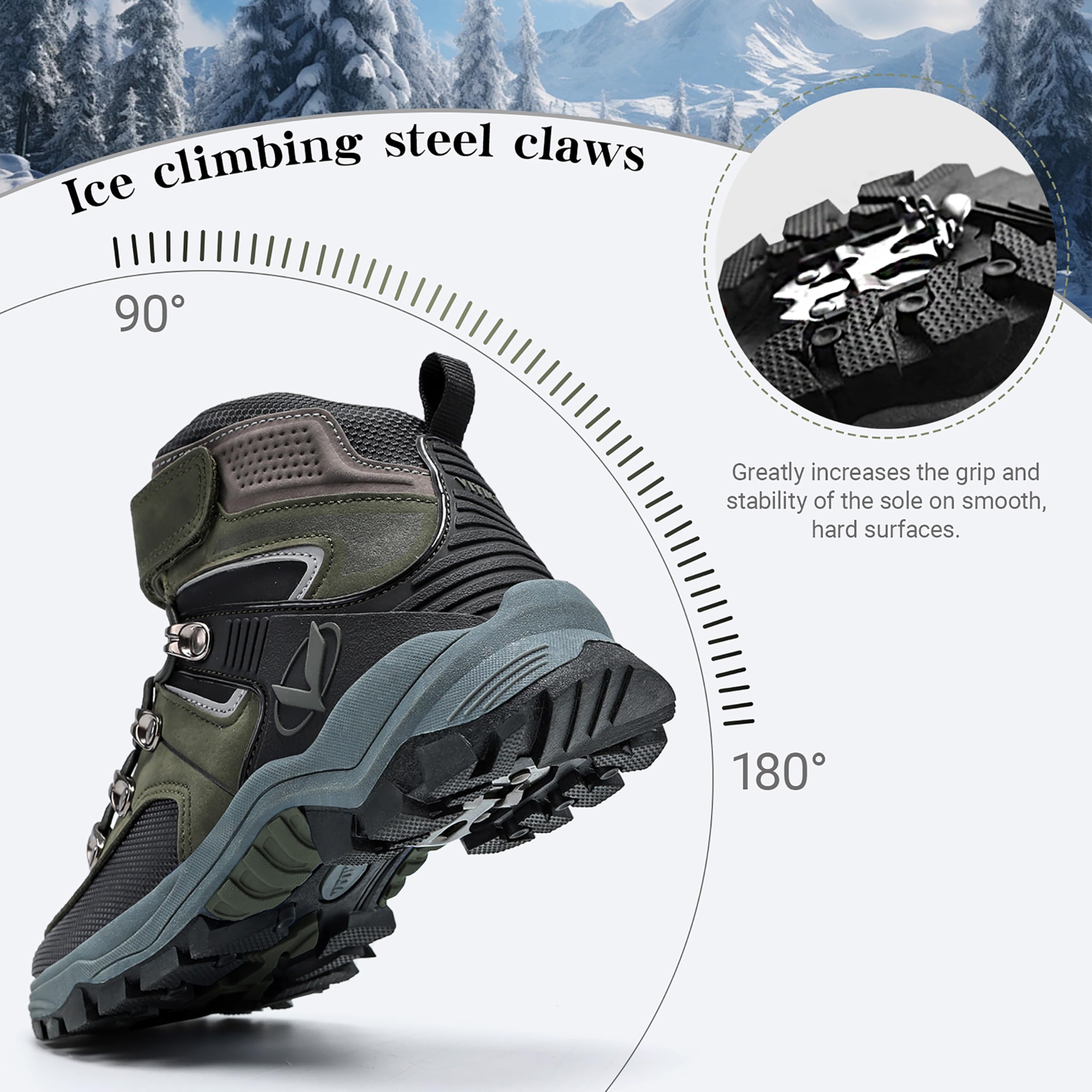 ASHION Enfants Chaussure en Coton Hiver ChaudeChaussure de Randonnée Bottes de Neige,H vert 31 EU