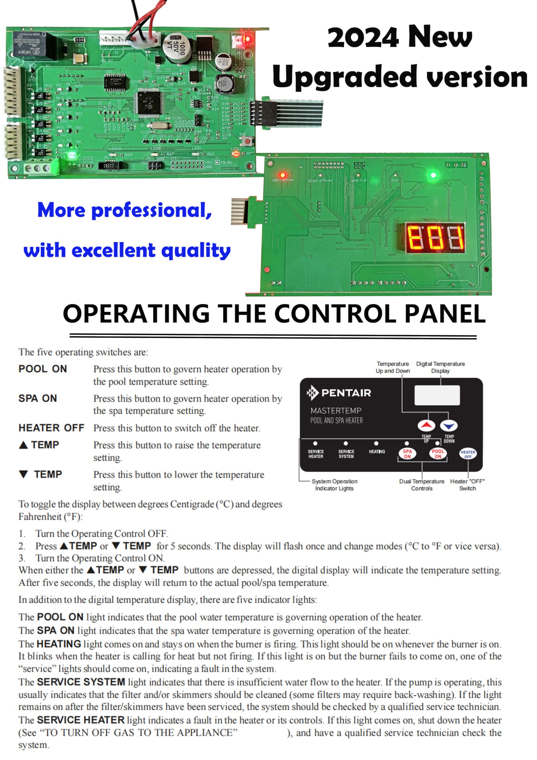 Upgraded Control Board Kit For MasterTemp & Sta-Rite Pool Heaters - Better Than OEM!