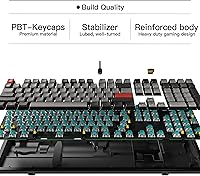 Vista 4 de Hexgears Teclado mecánico inalámbrico X5 con interruptor azul de caja Kaihl, teclado de computadora de caballero oscuro para juegos, escribir