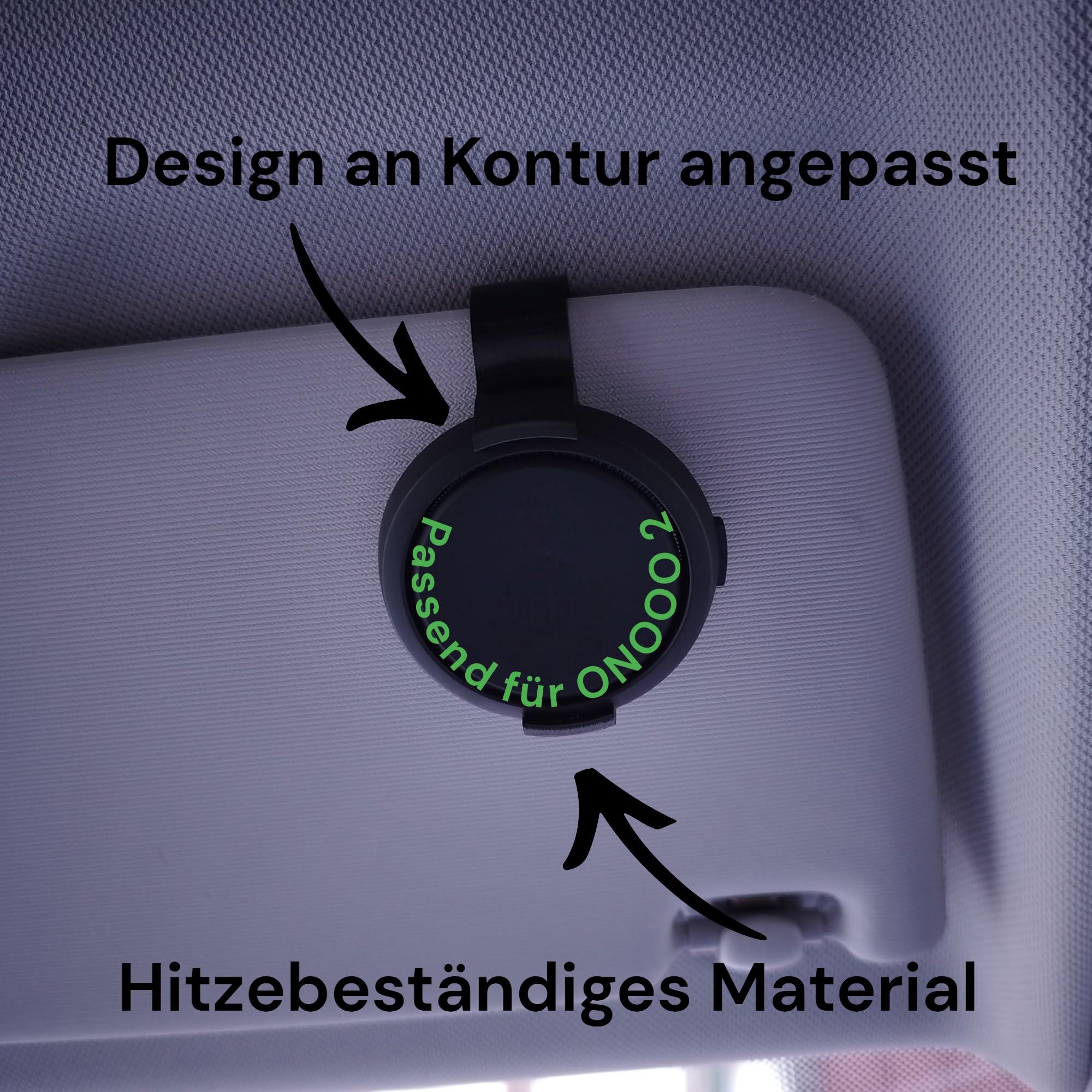 Halterung passend für OOONO NO2 – CO Driver für die Sonnenblende, Sonnenblenden-Clip passend für OOONO 2. Generation - 4