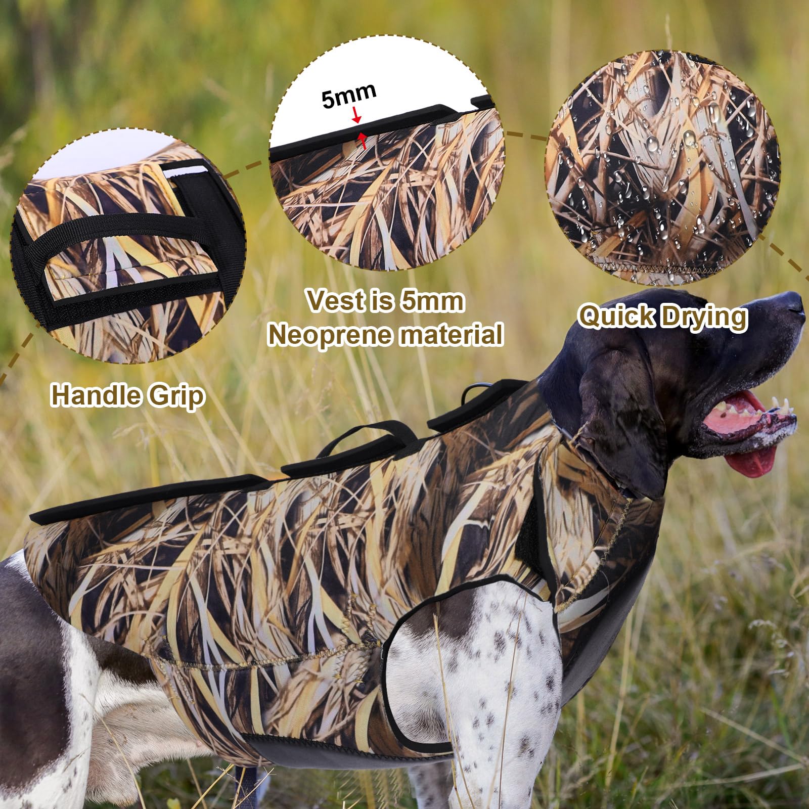 Hollowfly 2 Pcs Dog Hunting Vest Neoprene Waterfowl Camo Dog Vest for Duck Hunting Training Adjustable 5 mm Thick Tactical Equipment Accessories(XL)