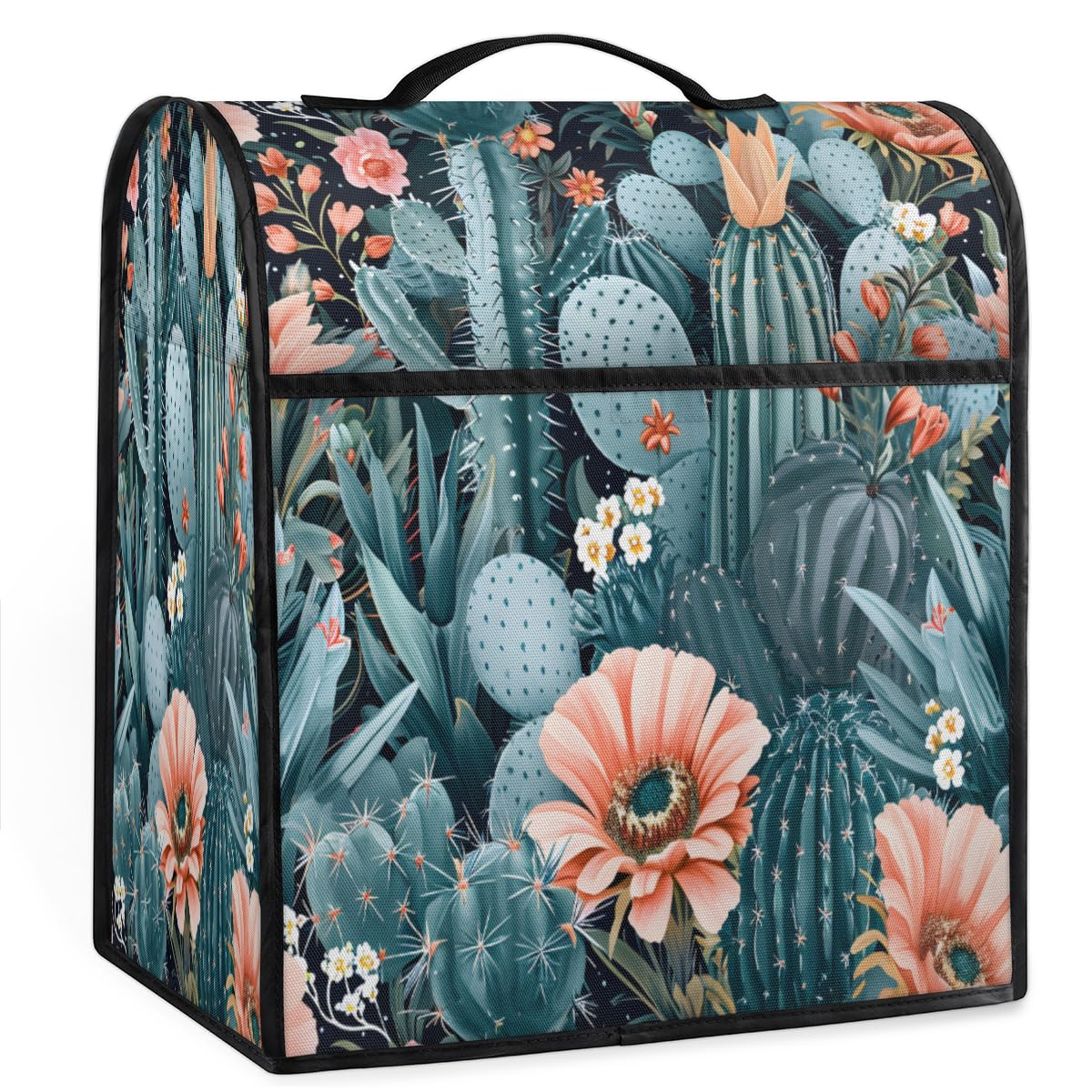 Coffee Maker Cover Floral Cactus Kitchen Appliance Covers Small Appliance Covers Blender Cover Juicer Cover Dust Covers for Kitchen Appliances with Top Handle and Pockets,Washable,C642